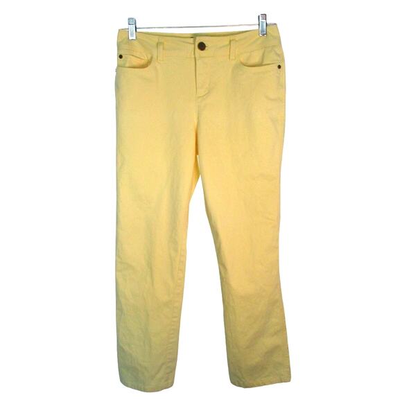 Dana Buchman Women's Yellow Mid Rise Straight Leg Zip Stretch Pants Size 4 - Picture 1 of 9